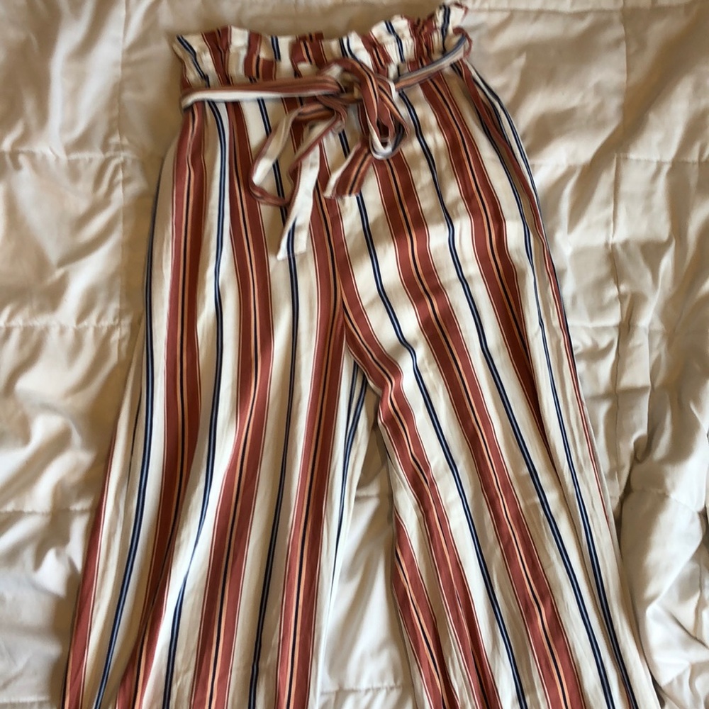 Stripped forever 21 paper bag pants